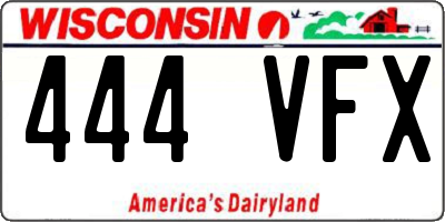 WI license plate 444VFX