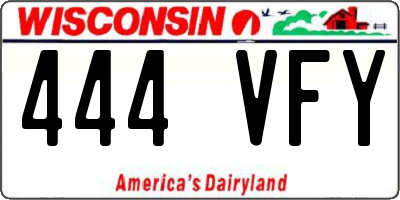 WI license plate 444VFY