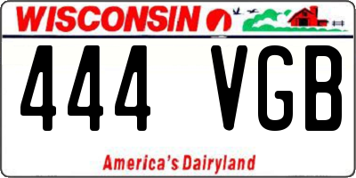 WI license plate 444VGB