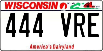 WI license plate 444VRE