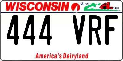 WI license plate 444VRF