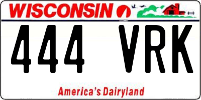 WI license plate 444VRK