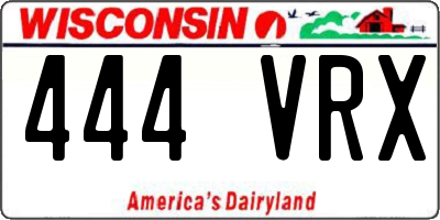 WI license plate 444VRX