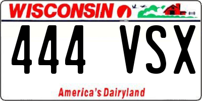 WI license plate 444VSX
