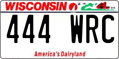WI license plate 444WRC