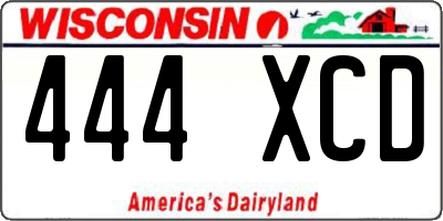 WI license plate 444XCD