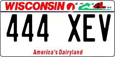 WI license plate 444XEV