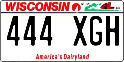 WI license plate 444XGH
