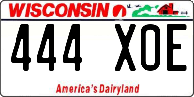WI license plate 444XOE