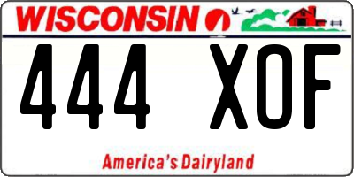 WI license plate 444XOF