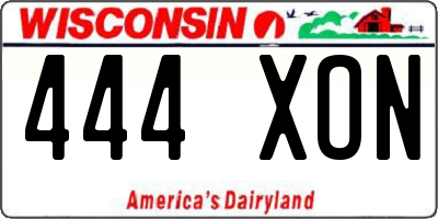 WI license plate 444XON