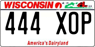 WI license plate 444XOP