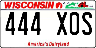 WI license plate 444XOS