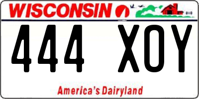 WI license plate 444XOY