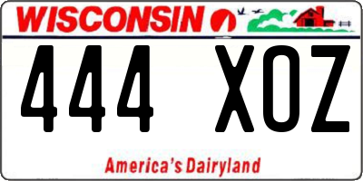 WI license plate 444XOZ