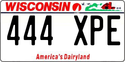 WI license plate 444XPE