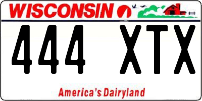 WI license plate 444XTX
