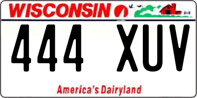 WI license plate 444XUV
