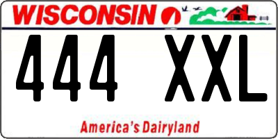 WI license plate 444XXL