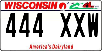WI license plate 444XXW