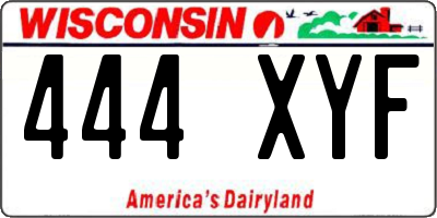 WI license plate 444XYF