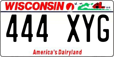 WI license plate 444XYG