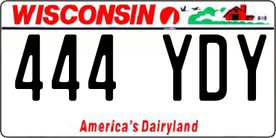 WI license plate 444YDY