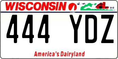 WI license plate 444YDZ