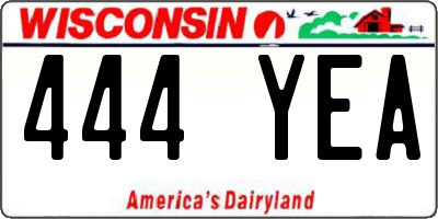 WI license plate 444YEA