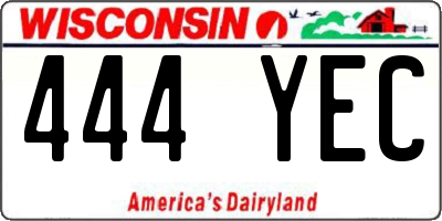 WI license plate 444YEC