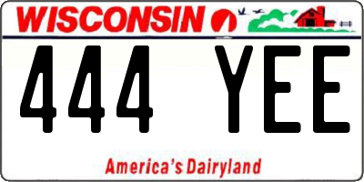 WI license plate 444YEE