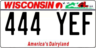 WI license plate 444YEF
