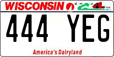 WI license plate 444YEG