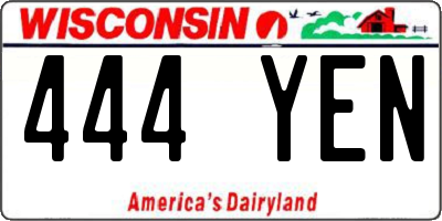 WI license plate 444YEN