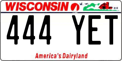 WI license plate 444YET