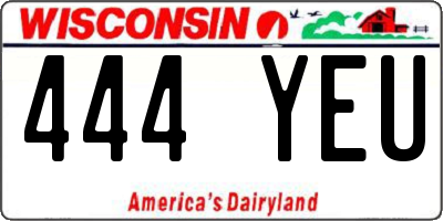 WI license plate 444YEU