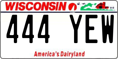WI license plate 444YEW