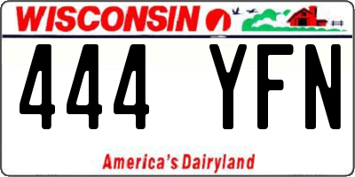 WI license plate 444YFN