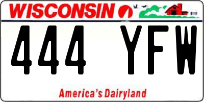 WI license plate 444YFW