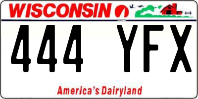 WI license plate 444YFX