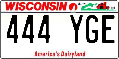 WI license plate 444YGE