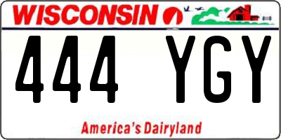 WI license plate 444YGY