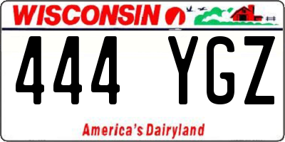 WI license plate 444YGZ