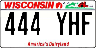 WI license plate 444YHF