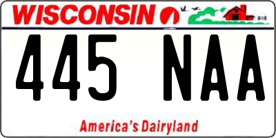 WI license plate 445NAA