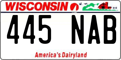 WI license plate 445NAB