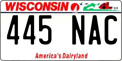 WI license plate 445NAC