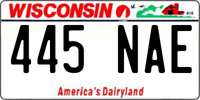 WI license plate 445NAE