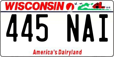 WI license plate 445NAI