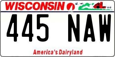 WI license plate 445NAW